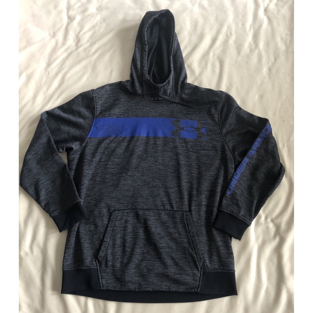 Under Armour Cold Hear Hoodie Sweatshirt Dark Gray Blue Logo Loose Fit Men's 2XL